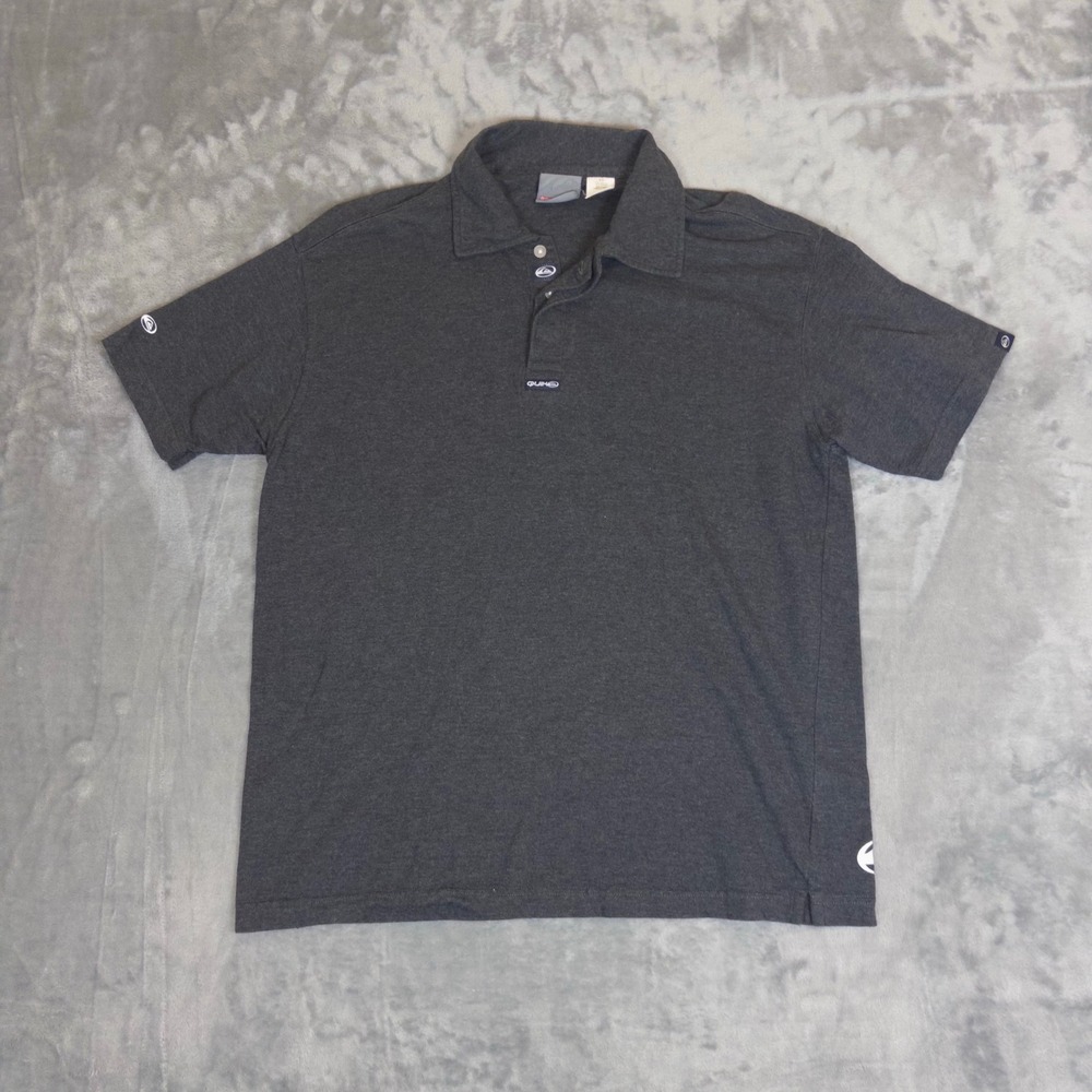 VTG Quiksilver Polo Shirt Mens Small Gray Short Sleeve Cotton Rayon Surf Casual